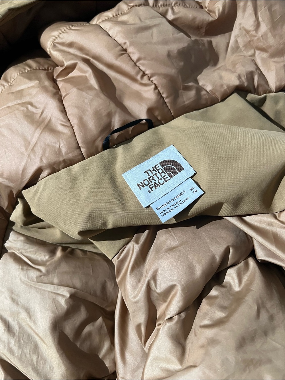 Women’s Hooded Long Puffer Coat - Tan - Picture 11 of 11